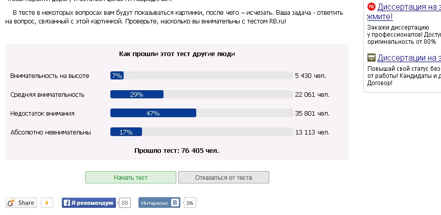 Тест на внимательность